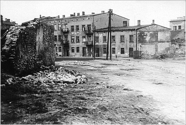 View of Rynek Warszawski Square in Czestochowa, where Jews in the ghetto were assembled for forced labor and deportation